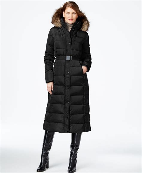 michael kors long belted puffer jacket|packable down jacket Michael Kors.